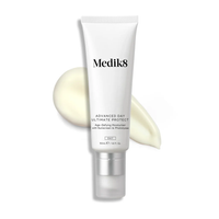 Medik8 Advanced Day Ultimate Protect age-defying moisturizer tube with cream swatch, 50ml