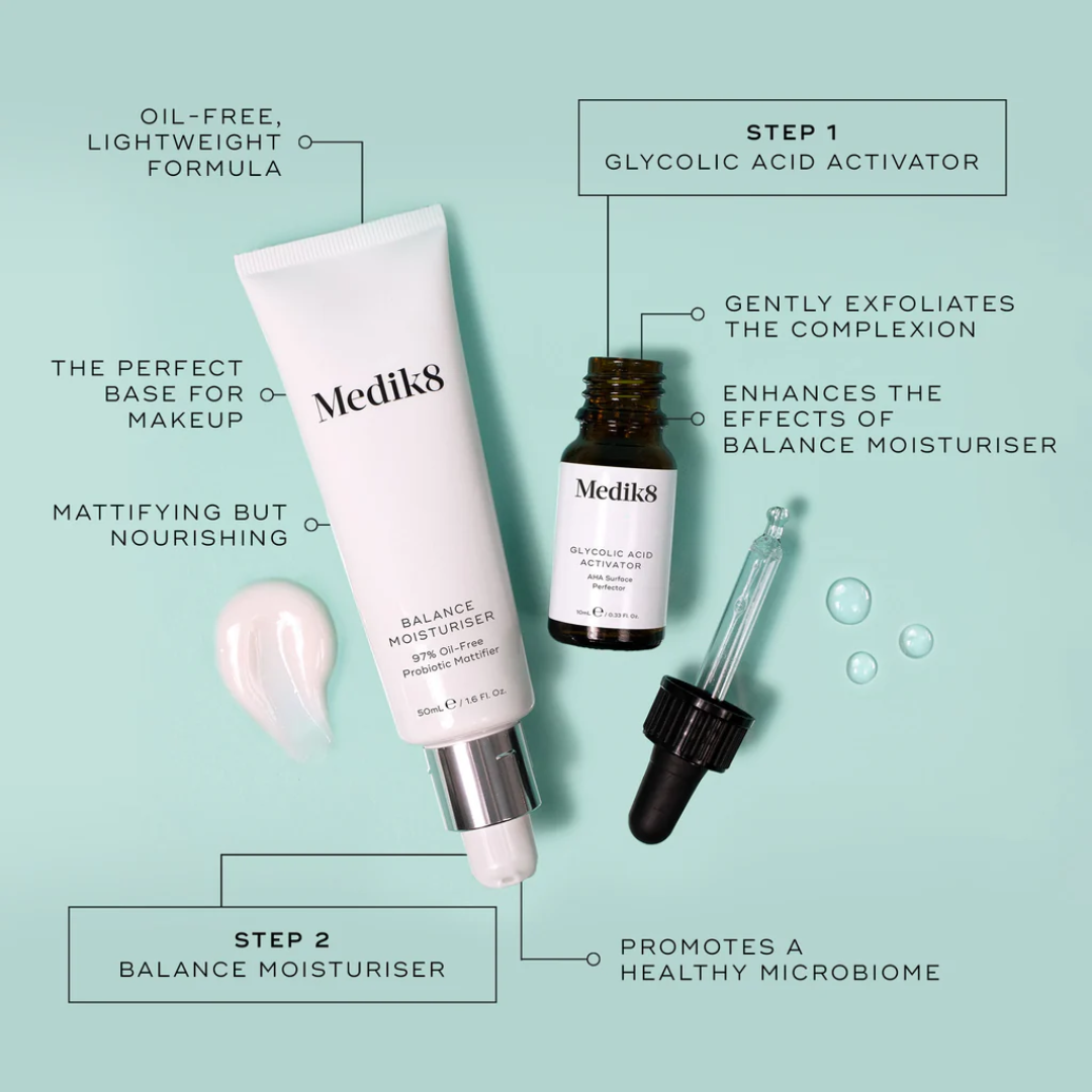 Medik8 Balance Moisturiser with Glycolic Acid Activator 50ml + 10ml - OZMedskin