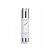 ZO Skin Health Daily Power Defense serum bottle with silver pump and white label
