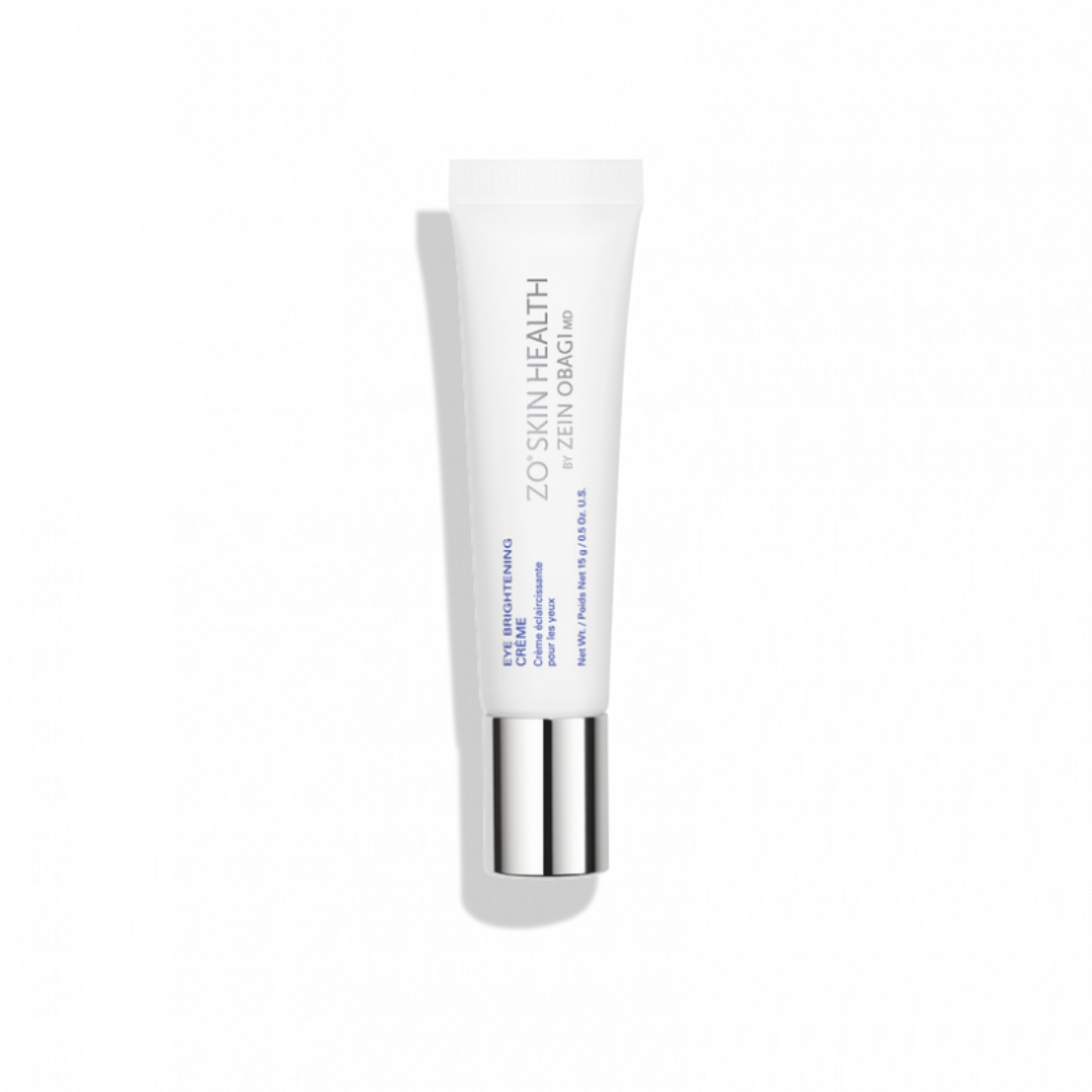 ZO Skin Health Eye Brightening Creme tube with silver cap on white background
