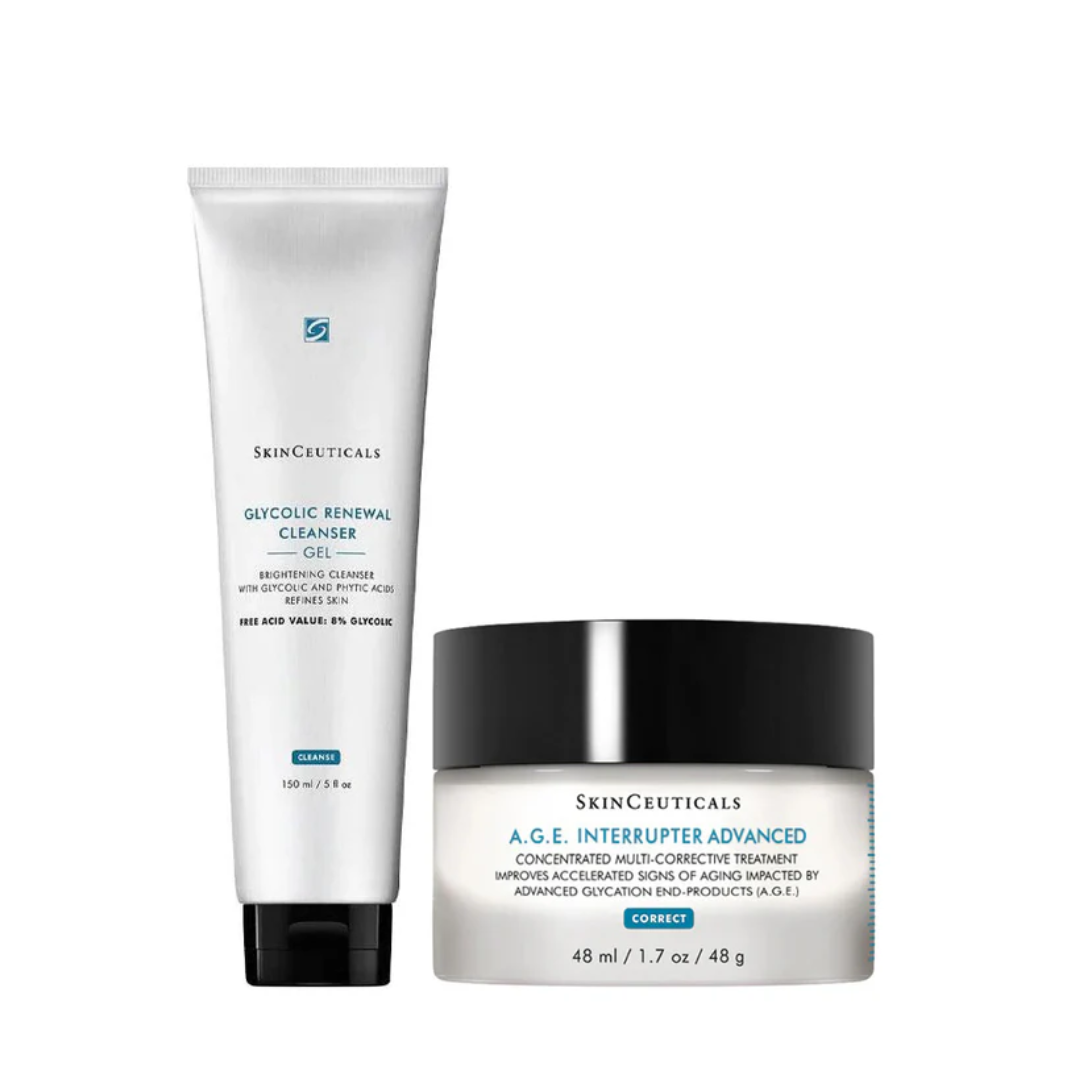SkinCeuticals Glycolic Renewal Cleanser gel and A.G.E. Interrupter Advanced anti-aging cream