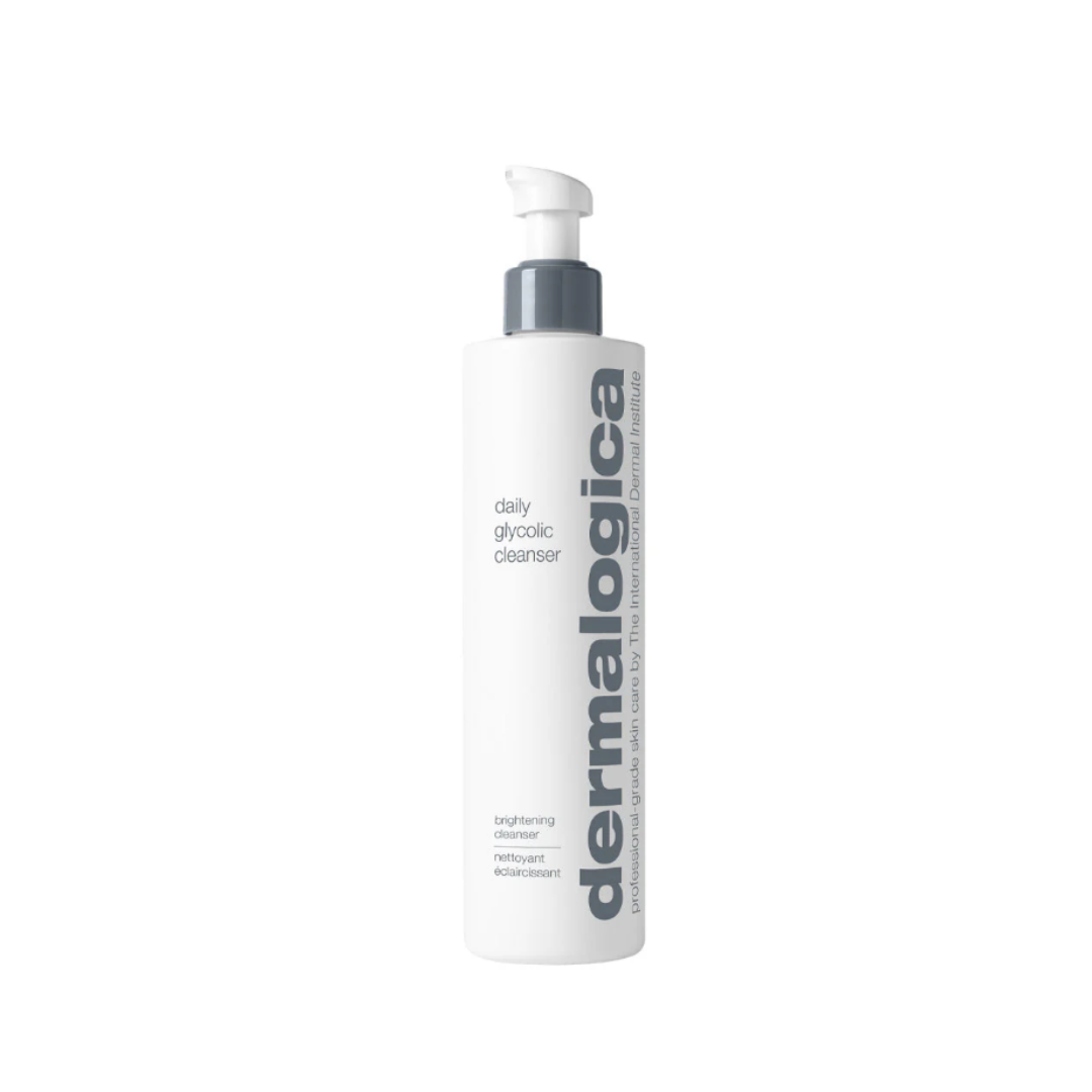 Dermalogica Daily Glycolic Cleanser bottle with pump, brightening skincare product